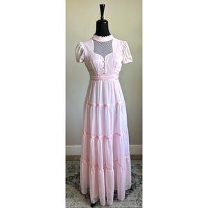 Vintage 1970's Candi Jones California Women's Cut Pink Prairie Maxi Dress Size S